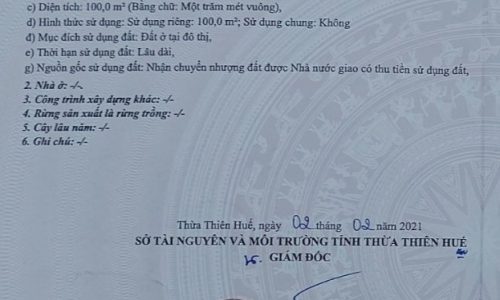 Bán đất 100m2 KQH Hương Sơ,  MẶT TIỀN TẠ HIỆN, ĐƯỜNG 19.5m, KẸP MƯƠNG, GIÁ CHỈ 2,3 tỷ