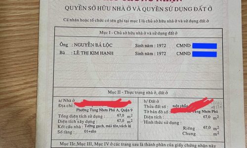 Nhà hẻm đường 102 tăng nhơn phú A, diện tích 67m khu trung tâm