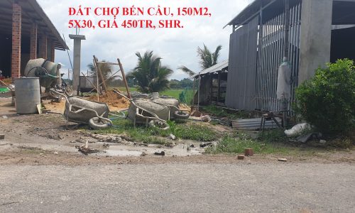 KẸT TIỀN BÁN LÔ ĐẤT CHỢ BẾN CẦU, GIÁ 450TR, 150M2