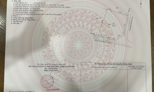 Chính chủ bán lô đất 2 mặt tiền,Gò Dầu,Tây Ninh 432m2,giá 580tr.