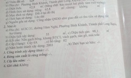Bán đất Bình Khánh Long Xuyên – mặt tiền đường